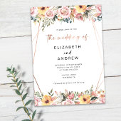 Floral Roos Gold Geometric Lijst Wedding Kaart