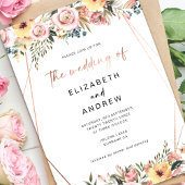 Floral Roos Gold Geometric Lijst Wedding Kaart