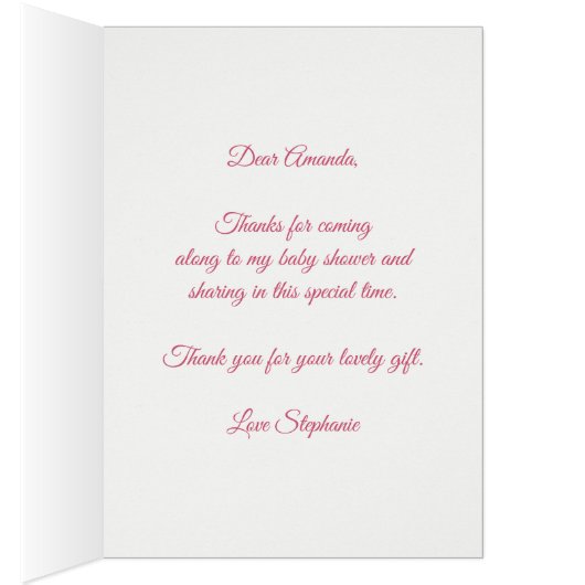 Floral Roos Gold Glitter Baby shower Dank u (Binnen (Rechts))