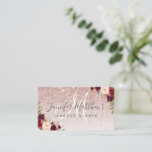 Floral Roos Gold Glitter Makeup Artist Hair Salon Visitekaartje (Staand voorkant)