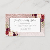 Floral Roos Gold Glitter Makeup Artist Hair Salon Visitekaartje (Achterkant)