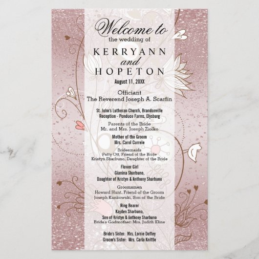 Floral Roos Gold Glitter - Programma (Voorkant)