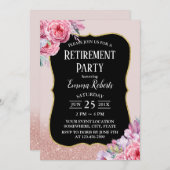  Floral Roos Gold Glitter Retirement Kaart (Voorkant / Achterkant)