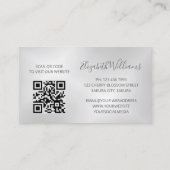 Floral Roos Gold Glitter Silver QR-code Visitekaartje (Achterkant)
