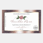 Floral Roos Gold Glitter White Product Labels Logo (Voorkant)