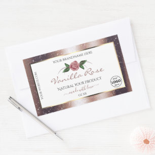 Floral Roos Gold Glitter White Product Labels Logo