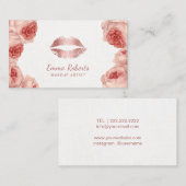  Floral Roos Gold Lips Makeup Artist Visitekaartje (Voorkant / Achterkant)