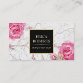  Floral Roos Gold Marble Makeup Artist Visitekaartje (Voorkant)