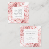 Floral Roos Gold Modern Script Monogram Vierkante Visitekaartje (Voorkant / Achterkant)
