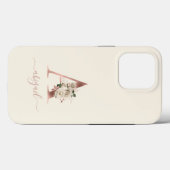 Floral Roos Gold Monogram Letter "A" Ivory Case-Mate iPhone Case (Achterkant (horizontaal))