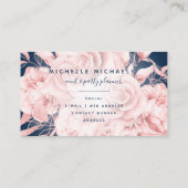Floral Roos Gold Navy Modern Script Visitekaartje (Achterkant)