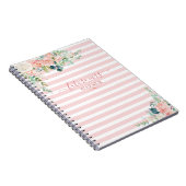 Floral Roos Gold Pink Stripe Script Future Mrs. Notitieboek (Rechterzijde)