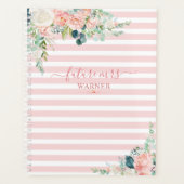 Floral Roos Gold Pink Stripe Script Future Mrs. Planner (Voorkant)