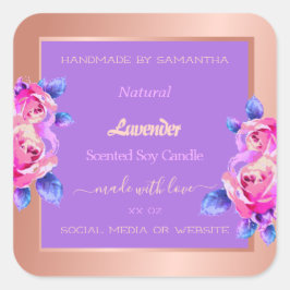Floral Roos Gold Product Packaging Labels Paars