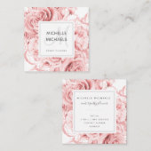 Floral Roos Gold Simple Script Monogram Vierkante Visitekaartje (Voorkant / Achterkant)