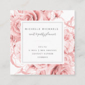 Floral Roos Gold Simple Script Monogram Vierkante Visitekaartje (Achterkant)