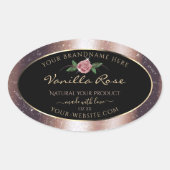 Floral Roos Gold Soft Glitter Black Product Labels (Voorkant)