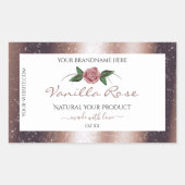 Floral Roos Gold Soft Glitter White Product Labels (Voorkant)