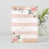 Floral Roos Gold verjaardagsuitnodiging voor vrouw Kaart (Staand voorkant)