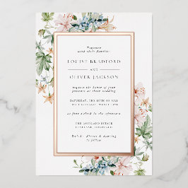 Floral Roos Gold Wedding Folie Uitnodiging
