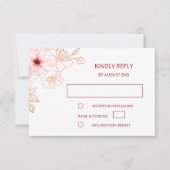 Floral Roos Gold Wedding RSVP (Voorkant)