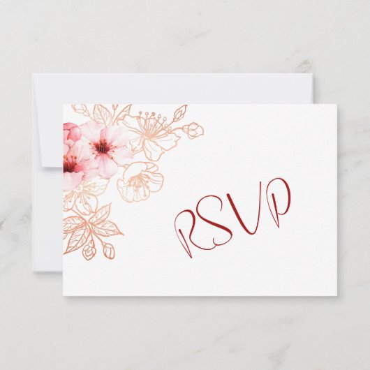 Floral Roos Gold Wedding RSVP (Achterkant)