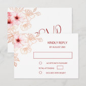 Floral Roos Gold Wedding RSVP (Voorkant / Achterkant)