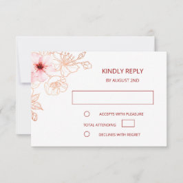Floral Roos Gold Wedding RSVP