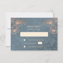 Floral Roos Gold Wedding RSVP