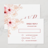 Floral Roos Gold Wedding RSVP (Voorkant / Achterkant)