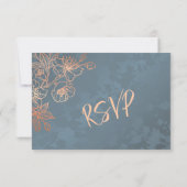 Floral Roos Gold Wedding RSVP Kaartje (Achterkant)