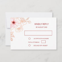 Floral Roos Gold Wedding RSVP