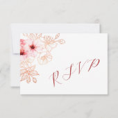 Floral Roos Gold Wedding RSVP Kaartje (Achterkant)