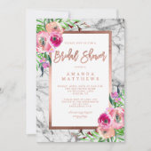 Floral Roos Goud Marmeren bruiloft Vrijgezellenfee Kaart (Voorkant)