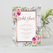 Floral Roos Goud Marmeren bruiloft Vrijgezellenfee Kaart (Staand voorkant)