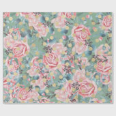 Floral roos goudpolka stip bloempatroon cadeaupapier (Vlak)