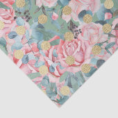 Floral roos goudpolka stip bloempatroon tissuepapier (Detail)