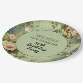 Floral Roos Greenery Verjaardagsfeest Papieren Bordje (Gekanteld)