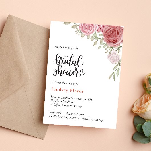 Floral Roos Greenery Waterverf Vrijgezellenfeest Kaart