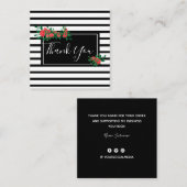 Floral Roos Hartelijk dank Vierkante Visitekaartje (Voorkant / Achterkant)