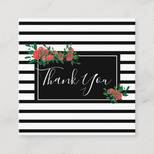 Floral Roos Hartelijk dank Vierkante Visitekaartje (Voorkant)
