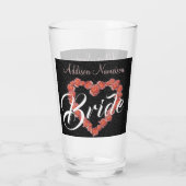 Floral Roos Heart monogram Weddenschap Glas (Achterkant)