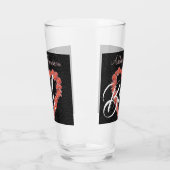Floral Roos Heart monogram Weddenschap Glas (Links)