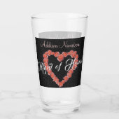 Floral Roos Heart monogram Weddenschap Glas (Achterkant)