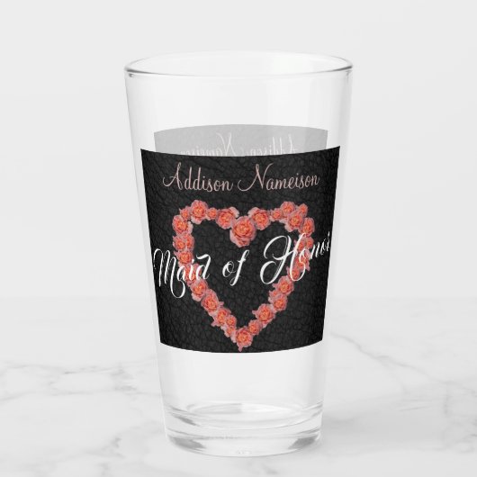 Floral Roos Heart monogram Weddenschap Glas (Achterkant)