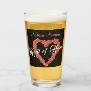 Floral Roos Heart monogram Weddenschap Glas