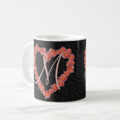 Floral Roos Heart monogram Weddenschap Koffiemok (Voorkant links)