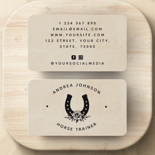 Floral Roos Hoefijzer Boerderij Ranch Riding Instr Visitekaartje