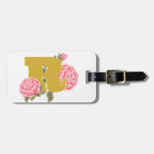 Floral Roos Initiaal Letter Monogram Naam Paar Bagagelabel (Voorkant horizontaal)