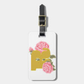 Floral Roos Initiaal Letter Monogram Naam Paar Bagagelabel (Voorkant verticaal)